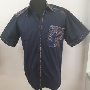 Navy Printed Men Shirt