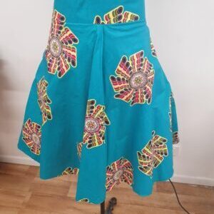 Dineo – Blue African Flared High-waist Skirt Size 14 -African-products