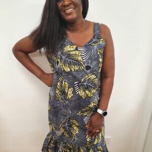 Mandy – Navy Blue Leafy Dress-African-products